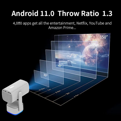 Nova ™ (New) | Battery Powered Projector Android 11.0, Native 1080P, 32G Large Capacity, WiFi6 & Bluetooth5.4 [ + FREE Tripod ]