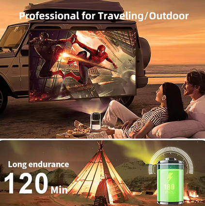 Nova ™ (New) | Battery Powered Projector Android 11.0, Native 1080P, 32G Large Capacity, WiFi6 & Bluetooth5.4 [ + FREE Tripod ]