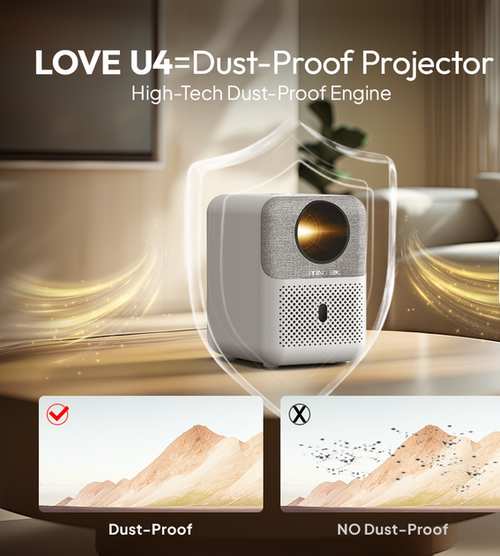 Aero - U4 Dust-Proof Smart WIFI 3D LCD Home Theater 4k Projector with Fabric Art